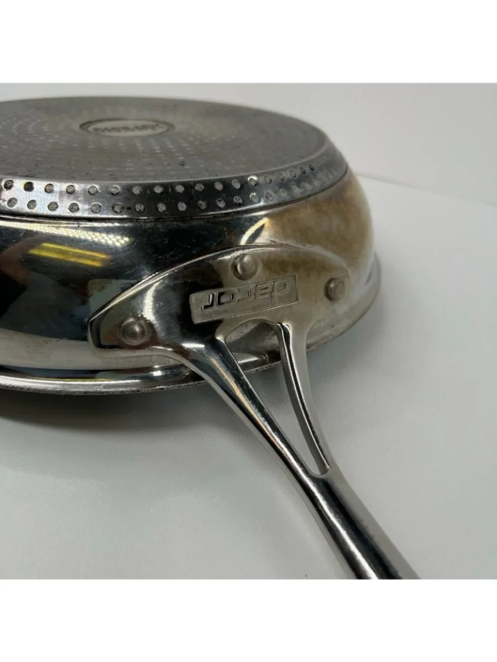 Dacor Hot Dots Stainless Steel Frying Pan Long Handle 10 in Skillet Round Silver